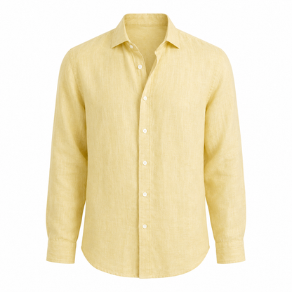Cassian linen blend shirt in Lemon on white background