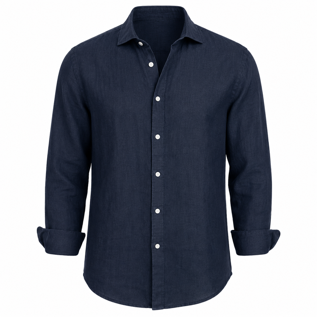 Cassian linen blend shirt in Navy on white background