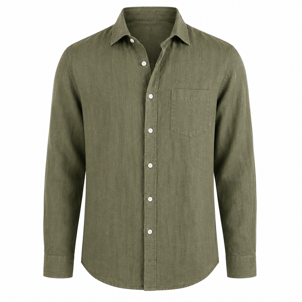 Cassian linen blend shirt in Olive on white background