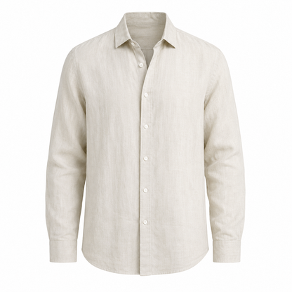 Cassian linen blend shirt in Sand on white background