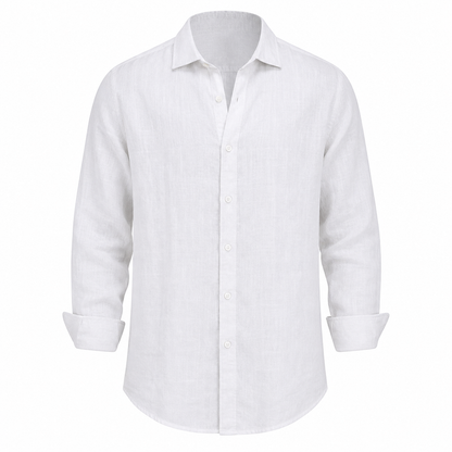 Cassian linen blend shirt in White on white background