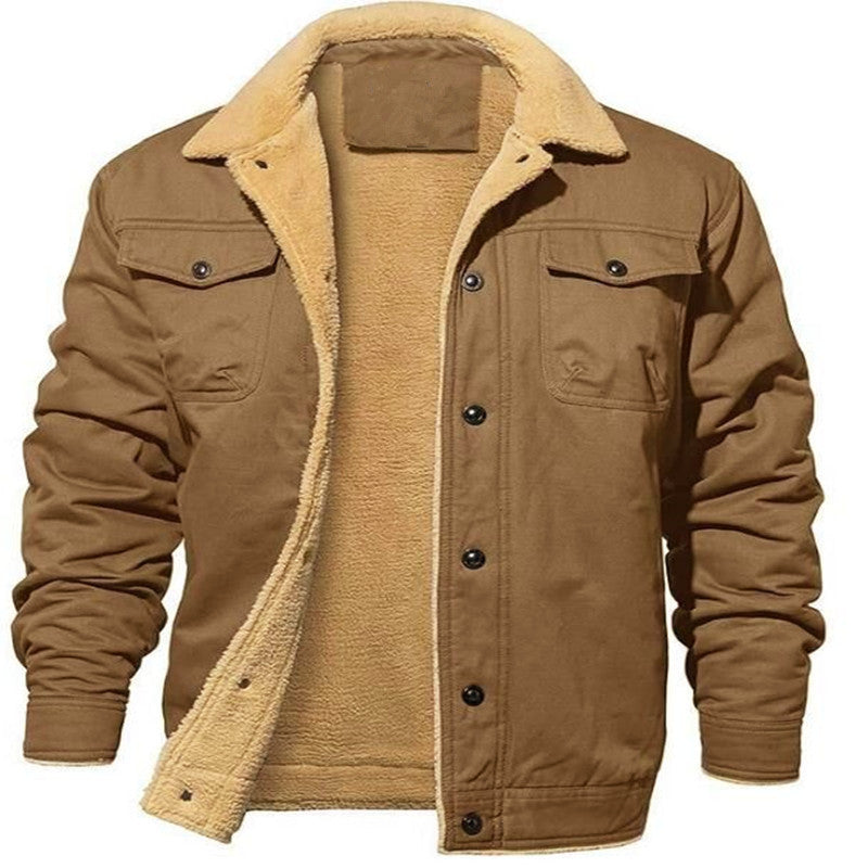 Brannon | Men's Sherpa-Lined Cotton Canvas Trucker Jacket with Chest Flap Pockets