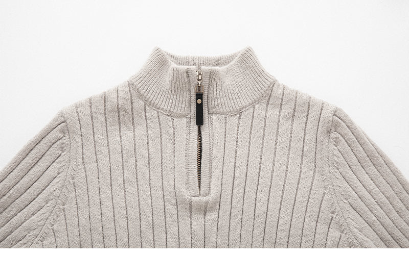 Jensen | Men's Fitted Half-Zip Ribbed Knit Sweater