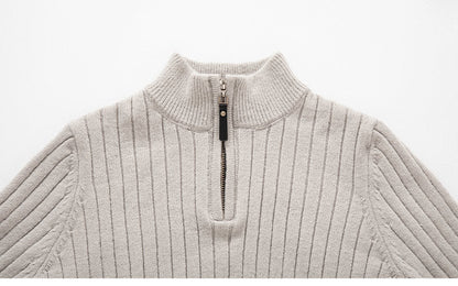 Jensen | Men's Fitted Half-Zip Ribbed Knit Sweater