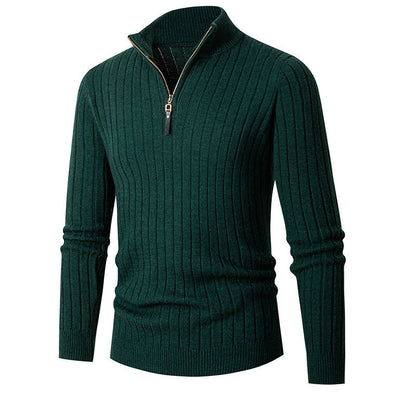 Jensen | Men's Fitted Half-Zip Ribbed Knit Sweater