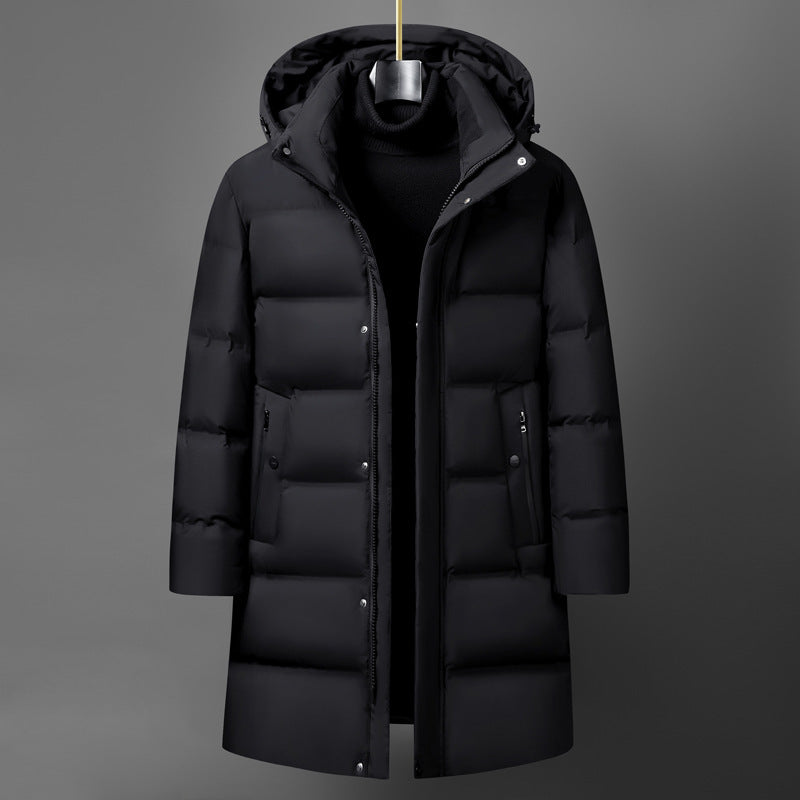 Osborne | Men's Boxy Mid-Length Hooded Coat with Snap Placket