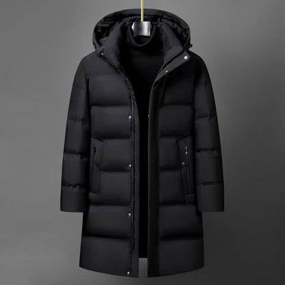 Osborne | Men's Boxy Mid-Length Hooded Coat with Snap Placket