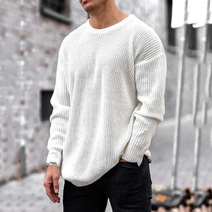 Knox | Men's Waffle Knit Crew Neck Sweater, Relaxed Fit