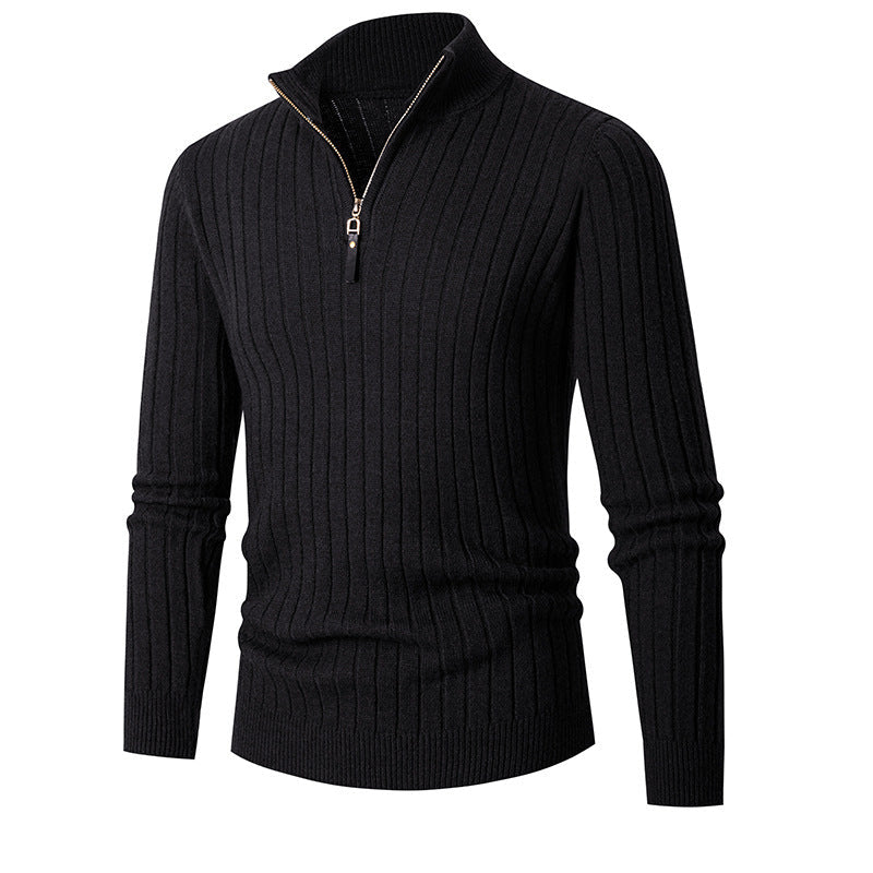 Jensen | Men's Fitted Half-Zip Ribbed Knit Sweater