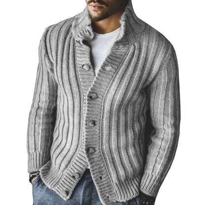 Harper | Men's Wool-Blend Shawl Collar Cardigan, Ribbed Knit