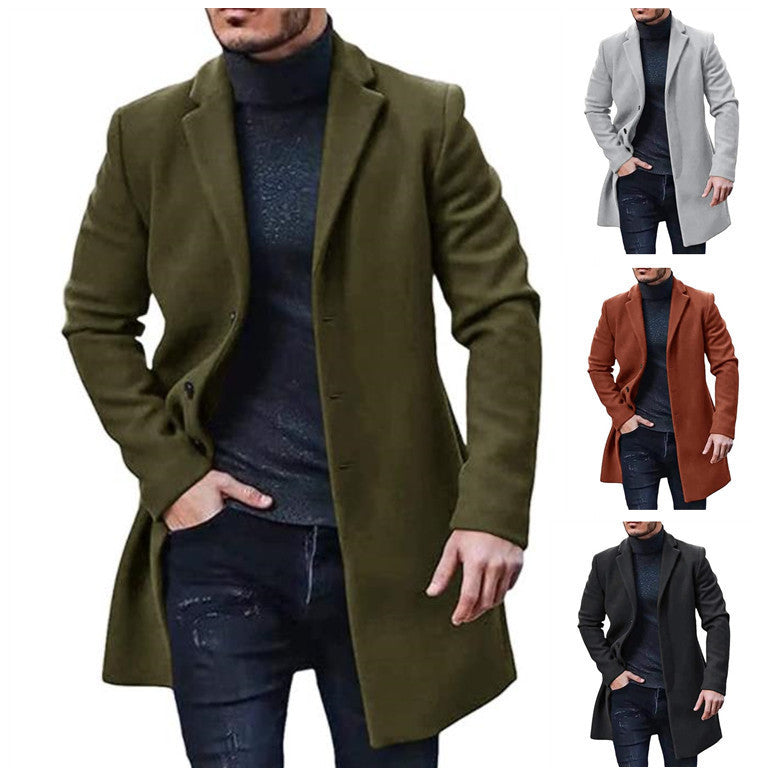 Dexter | Men's Medium-Length Tweed Coat with Notch Lapel