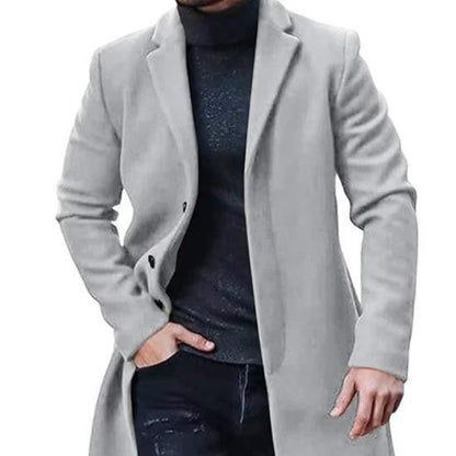 Dexter | Men's Medium-Length Tweed Coat with Notch Lapel