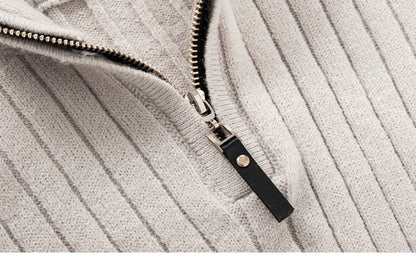 Jensen | Men's Fitted Half-Zip Ribbed Knit Sweater