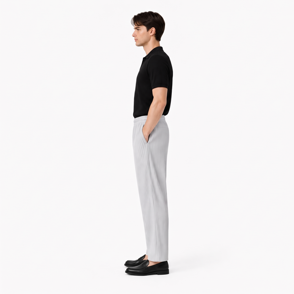 Kentaro stone side - pleated wide-leg trousers