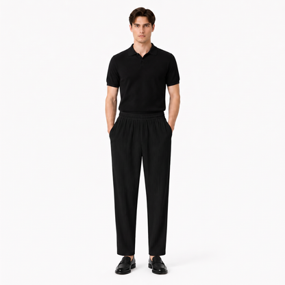 Kentaro black front - pleated wide-leg trousers