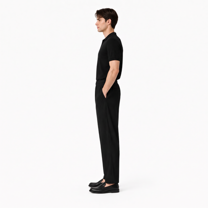 Kentaro black side - pleated wide-leg trousers