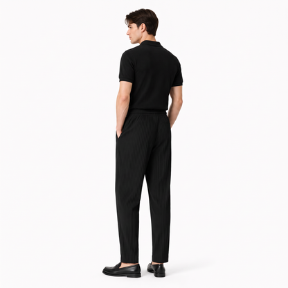 Kentaro black back - pleated wide-leg trousers
