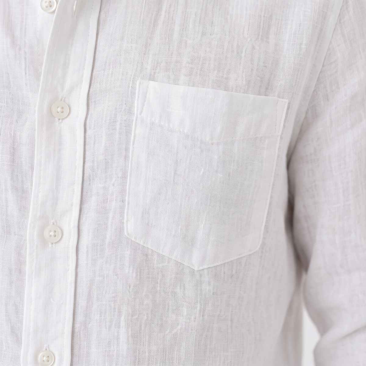 Cassian white pocket detail - linen blend button-down shirt