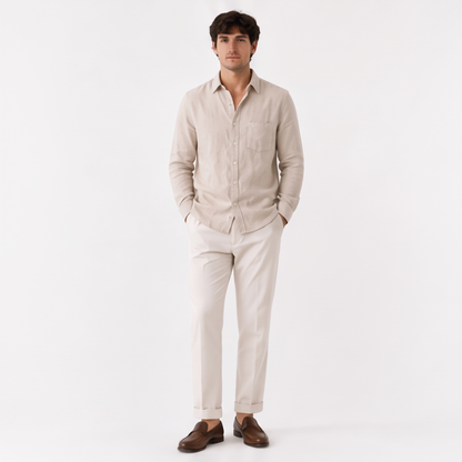Cassian sand fullbody - linen blend button-down shirt