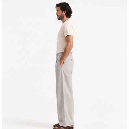 Rylan stone side - wide-leg straight casual trousers
