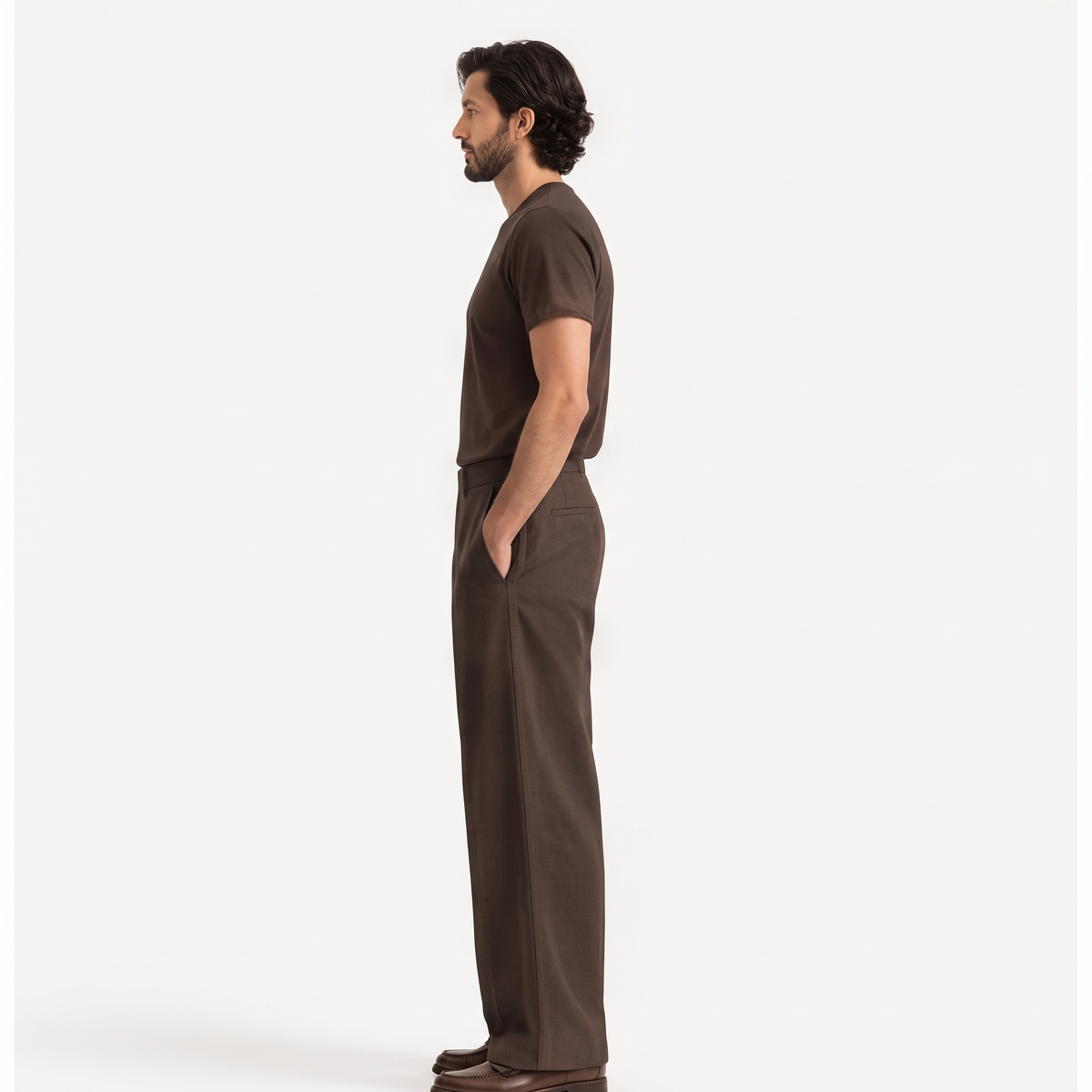 Rylan brown side - wide-leg straight casual trousers