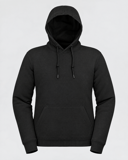 Black USB heated hoodie, front view