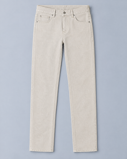Men's slim-fit straight-leg stretch jeans, front view