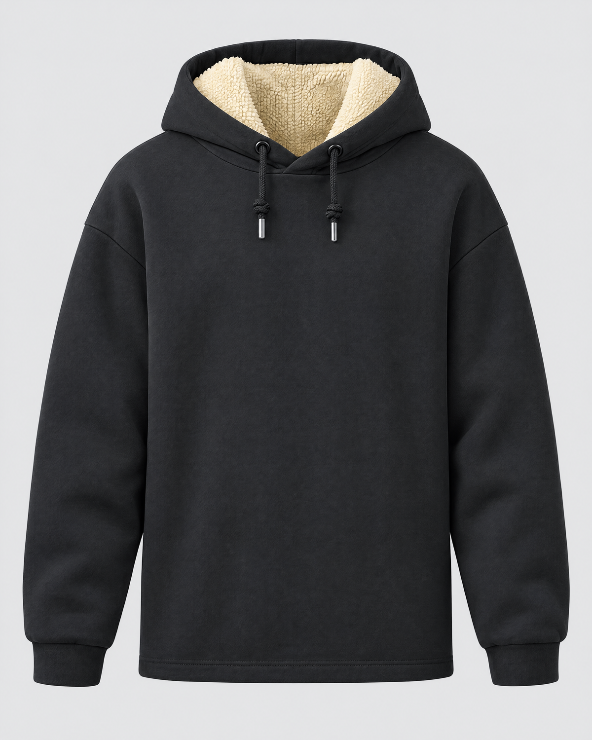 Men's heavyweight lambswool hoodie, front view