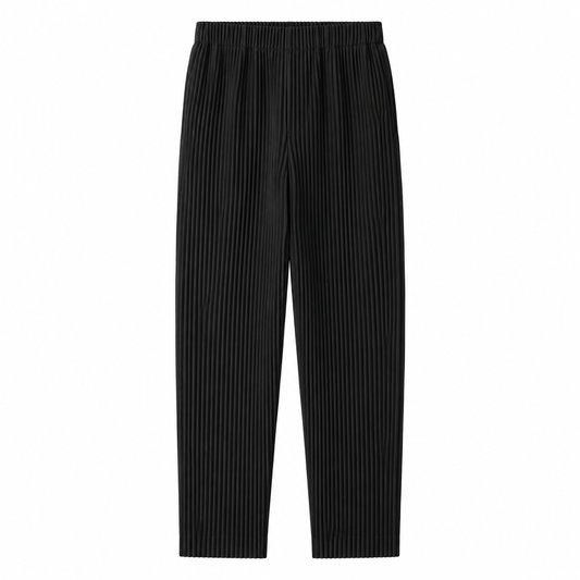 Kentaro Black pleated trousers on white background