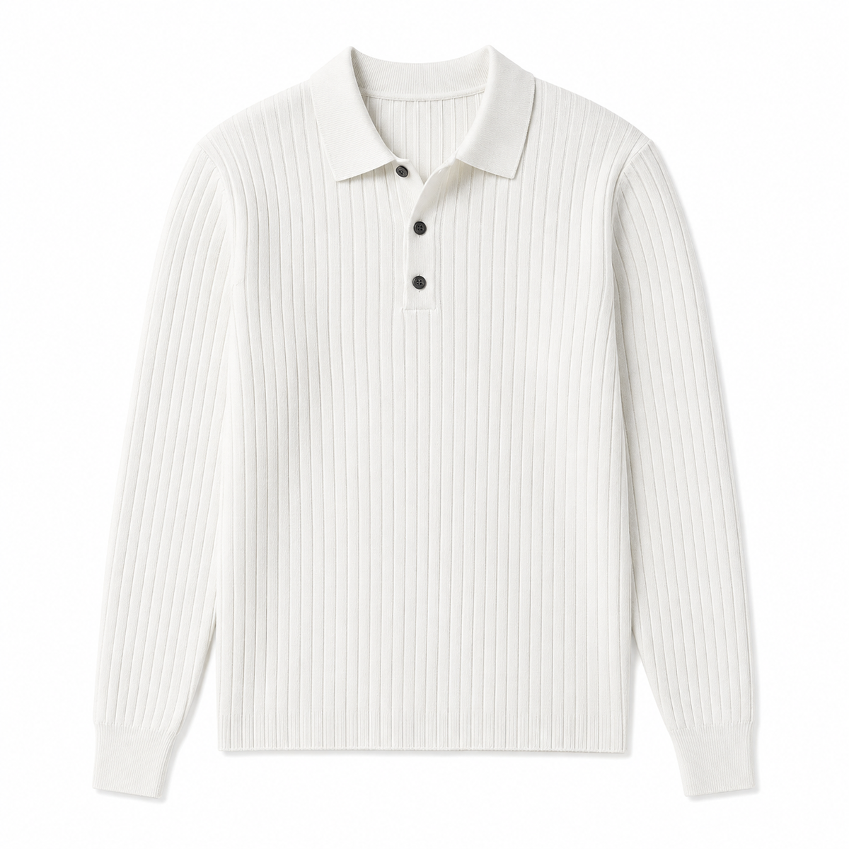 Marlowe ribbed knit polo in White on white background