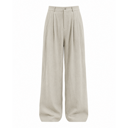 Rylan Sand wide leg trousers on white background
