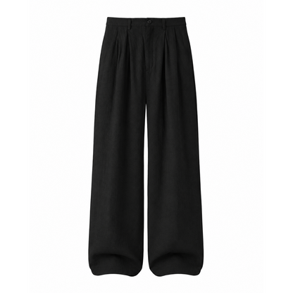 Rylan Black wide leg trousers on white background