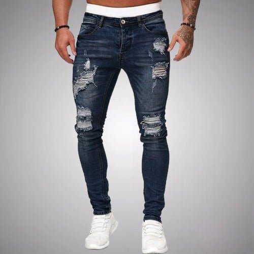 Variant image for Slim-Fit Ripped Men's Jeans in High-Quality Cotton Blend for Casual and Trendy Everyday Wear-19