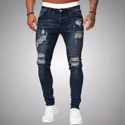 Variant image for Slim-Fit Ripped Men's Jeans in High-Quality Cotton Blend for Casual and Trendy Everyday Wear-19