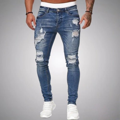 Variant image for Slim-Fit Ripped Men's Jeans in High-Quality Cotton Blend for Casual and Trendy Everyday Wear-13