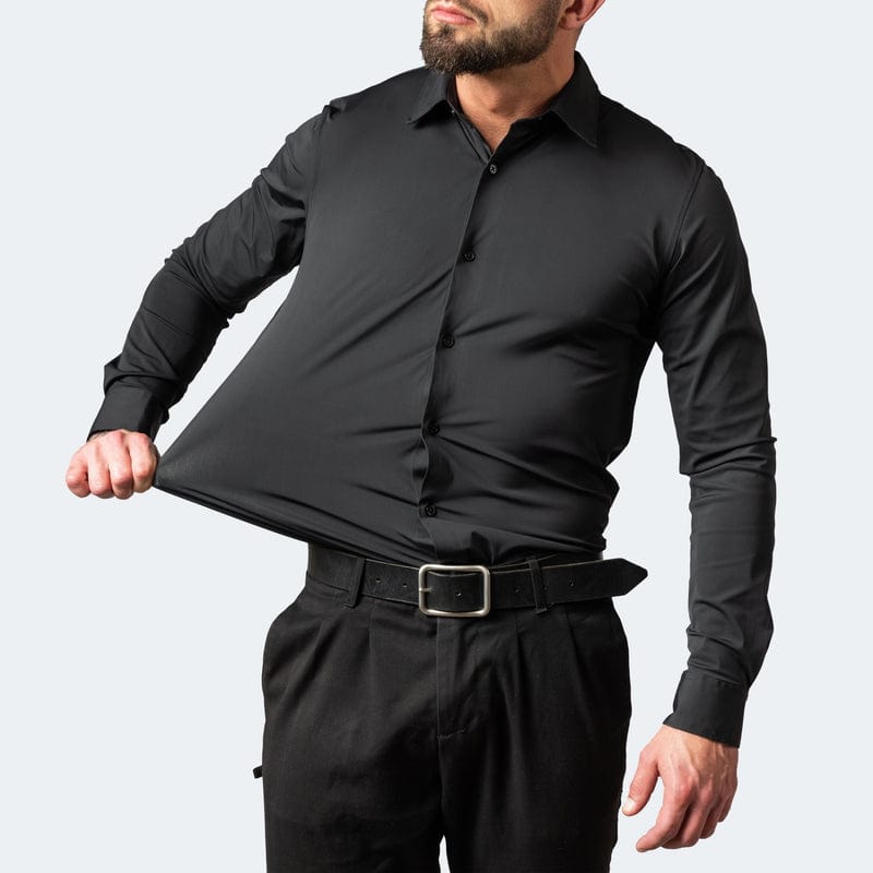 Men's Elastic Comfort Dress Shirt, Wrinkle-Free, Breathable Fabric, Quick Drying, Regular Fit for All Occasions-1