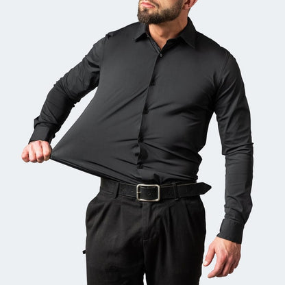 Men's Elastic Comfort Dress Shirt, Wrinkle-Free, Breathable Fabric, Quick Drying, Regular Fit for All Occasions-1